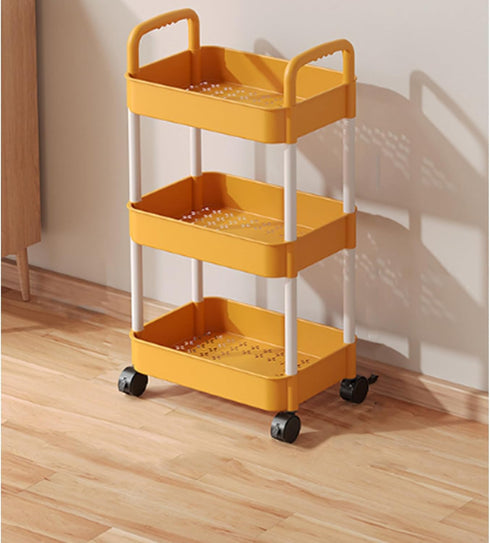 Generic 3-Tier Rolling Storage Cart with Wheels - Mobile Organizer for Kitchen, Bathroom, Office, and Living Room