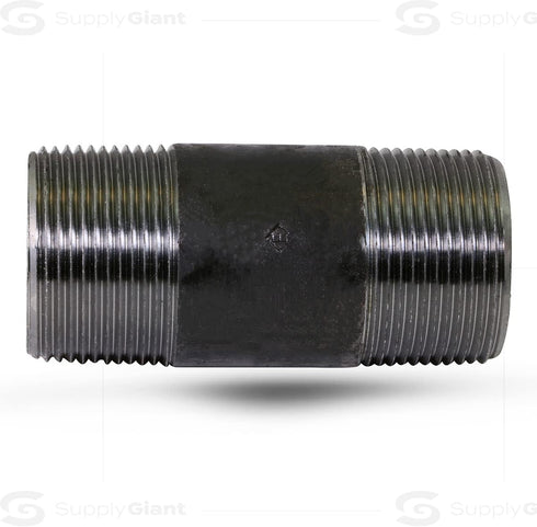 Everflow Supplies NPBL3420 Black Steel Nipple Pipe Fitting, 2" Long, 3/4" Nominal Size Diameter