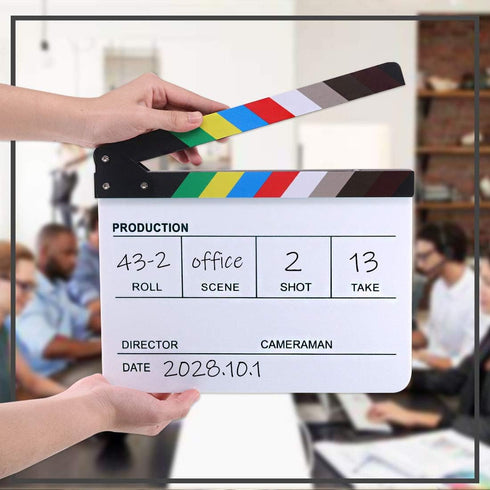 Hilitchi Acrylic Plastic Slate, 25x30cm/10x12" Dry Erase Director's Film Clapboard with Color Sticks
