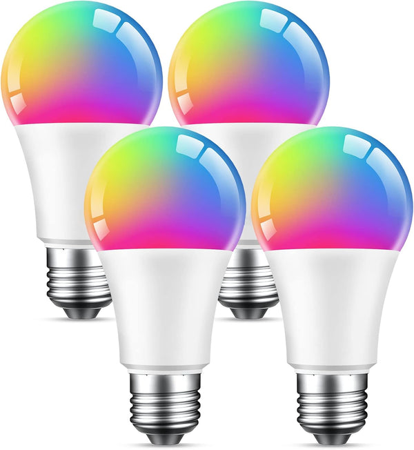 Beantech Smart Bulb, WiFi Color Changing Light Bulb, A19 RGB Alexa Light Bulb, Dimmable LED Light Bulbs, 4 Pack