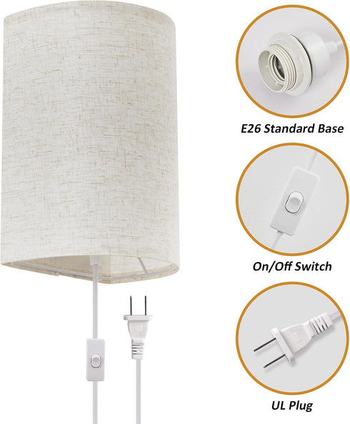 3 Set Plug in Wall Sconce, Colors Wall Sconces of Two, Industrial Plug in Wall Light, Wall Sconce Lighting On/Off