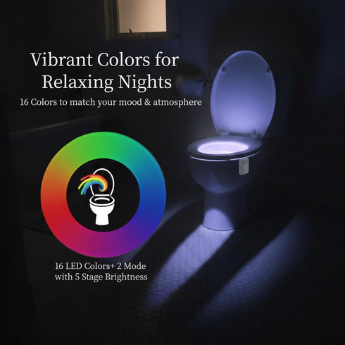 2 Pack 16-Color Rechargeable Toilet Night Lights with Motion Detection - Novelty Bathroom Bowl Light - Cool Funny