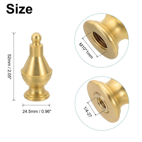 PATIKIL 24.5 52mm 3 Set x Lamp Finials Caps Knob, Solid Brass Lamp Shade Top Decoration Screw Cap Nuts with Brass