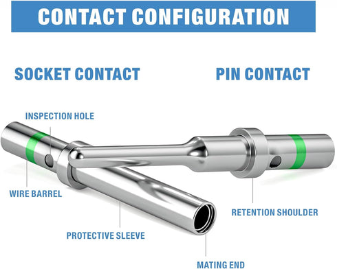 IWISS Deutsch Size 16 Solid Contacts DT Series Connector, 50 Pairs Automotive Terminals, 14AWG Wire