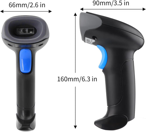 Wireless Barcode Scanner 1D QR Handheld Laser Reader, 3-in-1 Bluetooth & 2.4G Wireless & USB Wired for iPad, Android,