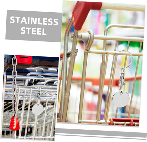 1piece GANAZONO Trolley Tokens Key Quarter Keychain Holder Shopping Cart Coin Keyring for Women