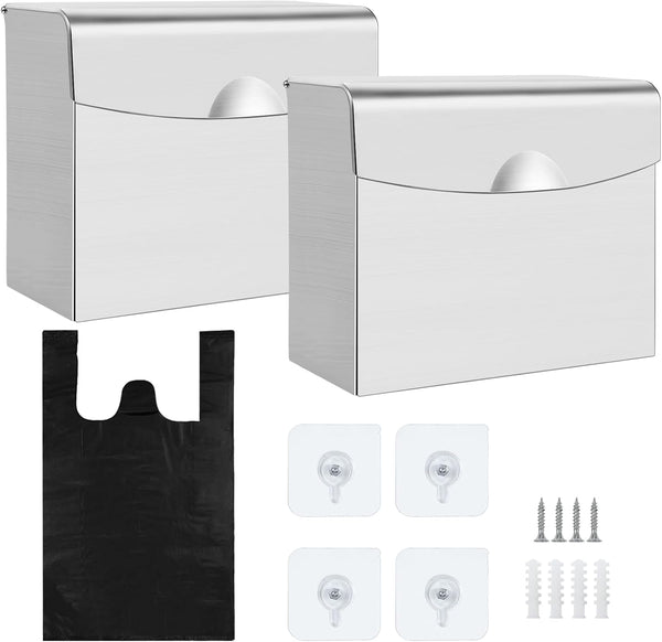 Sibosen 2 Pcs Sanitary Napkin Disposal Receptacle Stainless Steel Napkin Receptacle Tampon Disposal