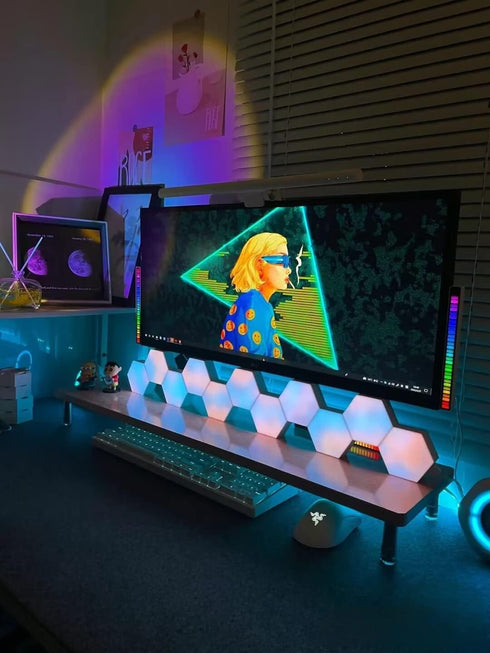 13 (6-Pack) Vcwtty Hexagon Lights, Smart LED Wall Lights with Remote, Colors Touch-Sensitive DIY Modular Assembled RGB