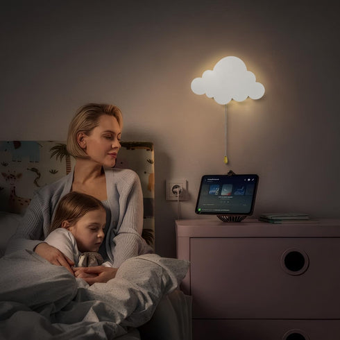 HANVOWS 3V 3000K Cloud Light Battery-Operated Wall Lamp for Nursery Kids Bedroom & Baby Room with Pull-String Switch