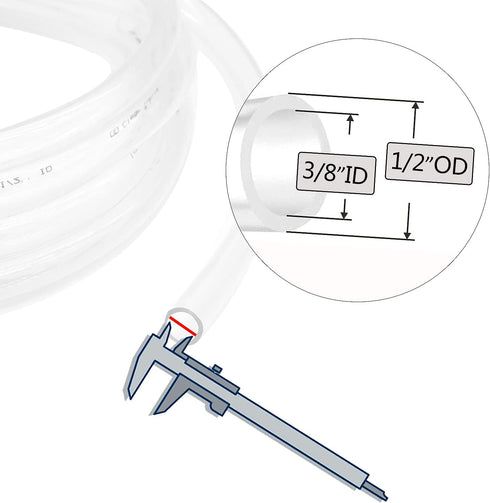 3/8’’ ID × 1/2’’ OD - 25 ft Clear Plastic Vinyl Tubing, Flexible PVC Hose Lightweight BPA Free and Non-Toxic vinyl Tube for Transfer Water Air Oil