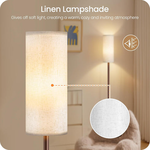 Dimmable 64.4 Bulb 3000K-6500K, VW06LD05W1 Floor Lamps for Living Room with Remote and Foot Switch, Modern Standing