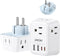 LENCENT Germany France Travel Power Adapter, Schuko Type E/F Plug Converter with 4 Outlet, 4 USB Charger (2 Type C).