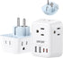 LENCENT Germany France Travel Power Adapter, Schuko Type E/F Plug Converter with 4 Outlet, 4 USB Charger (2 Type C).