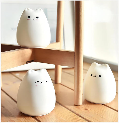 7 Cat Night Lamp, Colors, Silicone Squishy Cat Night, Battery Operated Night Light, Tap Control, LED Night Lamp, Cute