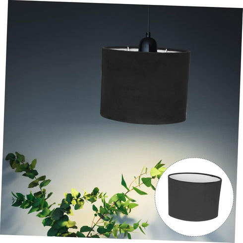 NUOBESTY Oval Fabric Lamp Shade for Desk and Floor Lamps Cloth Cover Compatible Black Exterior with White Interior