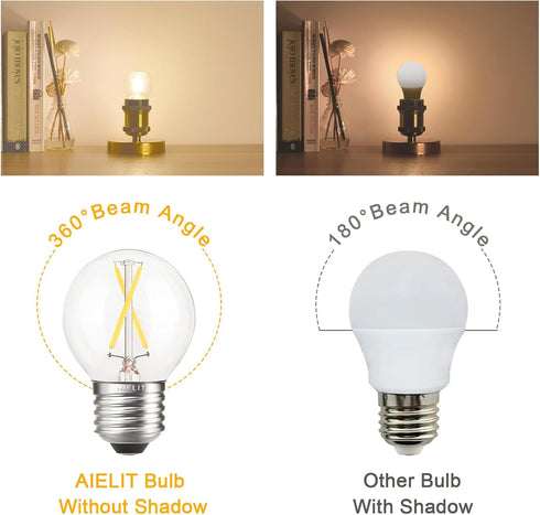 Dimmable Bulb, 2W(25-Watt 3000K, A15/A50 E26 Bulbs 6-Pack Globe LED Equivalent), Soft White Base Edison LED Light