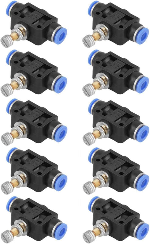 10Pcs/Set Pneumatic Speed Valve, 6mm Throttle Valve, Check Valve, Push In Speed Controller for Air Hose