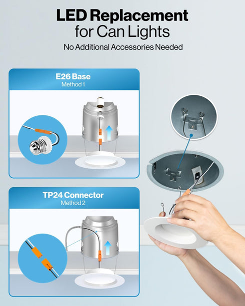 6 Inch, 965LM, 13W (100W 2700K/3000K/3500K/4000K/5000K, Dimmable, 2 Pack Sunco LED Recessed Lighting Retrofit Can