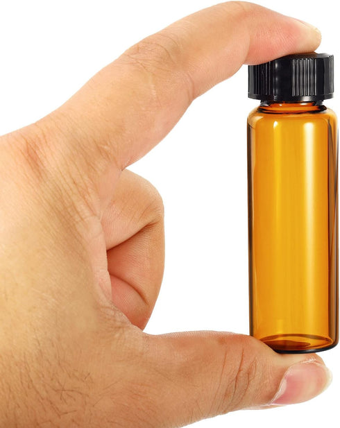 PATIKIL 15mL Reagent Media Bottle, 10 Pack Round Glass Storage Bottles with Plastic Screw Cap