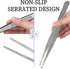 3Pcs Stainless Steel Tweezer Set, Long Precision Tweezers with Serrated Tips for Cooking and Repairing