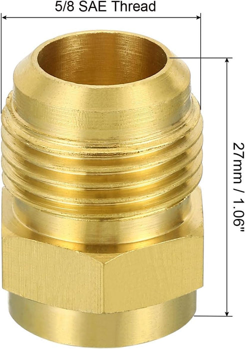 PATIKIL 5/8 SAE Male Thread Brass Flare Tube Fitting, 2 Pack Pipe Adapter Connector for Plumbing HVAC