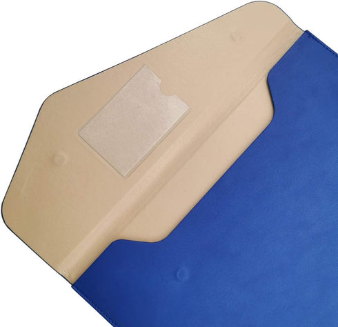 Enyuwlcm PU Leather A4 Document Holder, Waterproof Portfolio Envelope Case with Invisible Magnetic Closure (Blue)