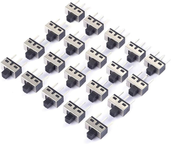 20Pcs 5mm Vertical Slide Switch High Knob 3 Pin 2 Position 1P2T SPDT Panel (Pack of 20) CYT1107
