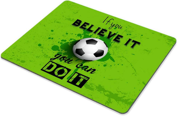 Smooffly Inspirational Quote Gaming Mouse Pad, Custom Soccer Personality Designs, If You Believe it You Can Do It,