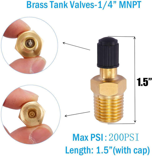 12 PCS Anti-Corrosion Brass Schrader Valve Standard Valve Core with 1/4''NPT Male and 1/8" NPT Male Threads