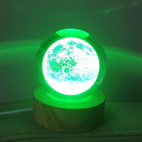 Zabalar 3D Crystal Moon Ball Light with Colorful LED Light Base,Valentine's Day Gift,Color Changing Table Lamp