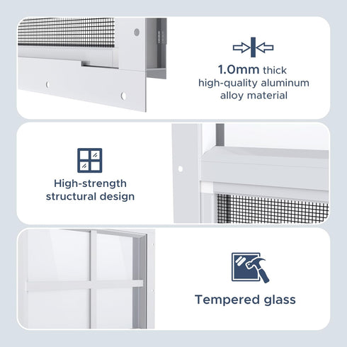 AIRGBW 12"*18", 1 Pack) Windows for Chicken Coop with Screens, Aluminum Exterial Window Replacement for Playhouse