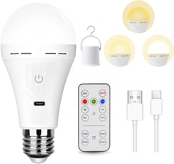 Rechargeable Battery Operated Light Bulbs for Non-Hardwired Fixtures with Remote and Timer,