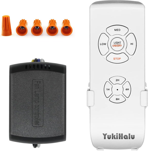 YukiHalu Ceiling Fan Remote Control Kit, Universal and Compact Size for Fan Speeds and Timings Control, Comply with