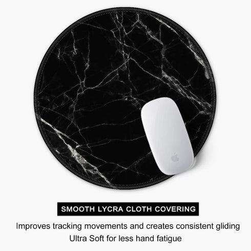 Auhoahsil Round Marble Theme Mouse Pad, Anti-Slip Rubber with Stitched Edges for Gaming, Office, 8.7 x 8.7 in