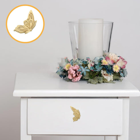 NOLITOY Brass Butterfly Drawer Handle Left Vintage Cabinet Pulls for Dresser Wardrobe Shoe Cabinet and Bedside Table