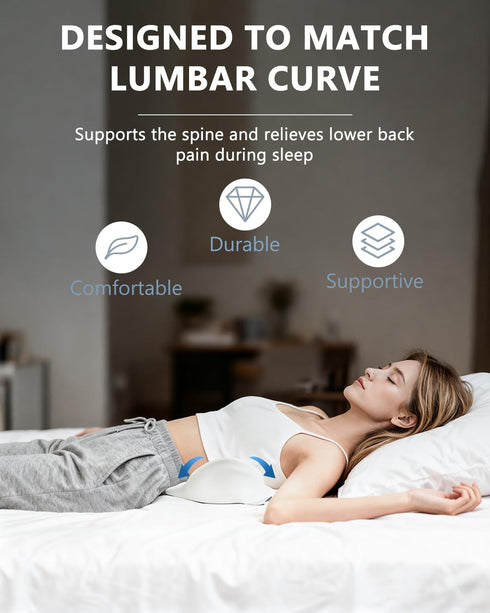 SMDR Ergonomic Lumbar Support Pillow, Dual-Wing Memory Foam Back Cushion for Lower Back Pain Relief & Posture Support