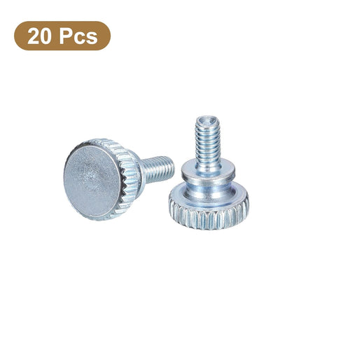 uxcell M4x10mm Knurled Thumb Screws, 20pcs Carbon Steel Zinc Plated Flat Knurled Head Fully Threaded Thumb Screws
