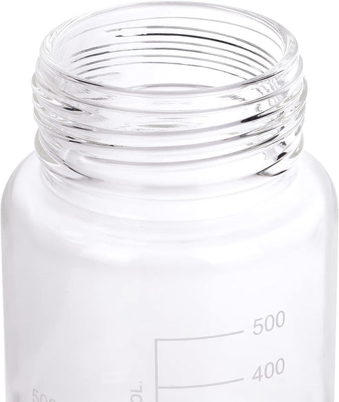 2 Pack 500ml Borosilicate Glass Wide Mouth Graduated Round Reagent Media Storage Lab Bottles with GL80 Blue Screw Cap