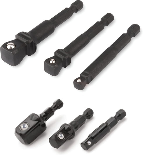Titan 12001 6-Piece Stubby Wobble and Straight Impact Socket Adapter Set, Black