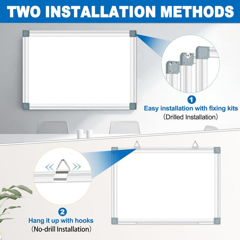 Magnetic Whiteboard Dry Erase Board for Wall, 24"x18" Magnet Hanging White Board for Home and Office