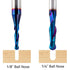 2 PCS Ball Nose Set CNC Router Bits, Carbide Ball Nose End Mill with Nano Blue Coating for Side Milling