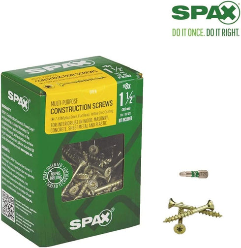 SPAX Screws 4191020400404, 8-inch by 1-1/2-inch Yellow Zinc Flat Head (197 per Box)