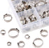 Swpeet 120Pcs 304 Stainless Steel Single Ear Hose Clamps, 8 Sizes Crimp Hose Clamp Assortment Kit for Automotive