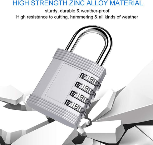 ZHEGE Locker Locks with Code, 4 Digit Combination Padlock for Gym, School, Storage, 2 Pack Silver