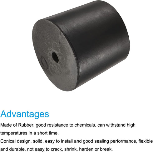 MECCANIXITY Rubber Tapered Plug 26mm to 32mm with Hole, Test Tubes Bungs Stopper Black, 5 Pieces