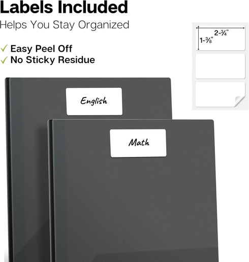 Dunwell Plastic Folders with 3 Prongs, 2 Pack, Black, 2-Pocket Folders with Fasteners, Durable Acid-Free Poly for Long