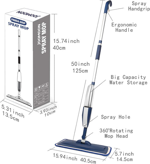 14 oz 3 Commercial Mops for Floor Cleaning Wet Spray Mop with Refillable Bottle and Washable Microfiber Pads Home