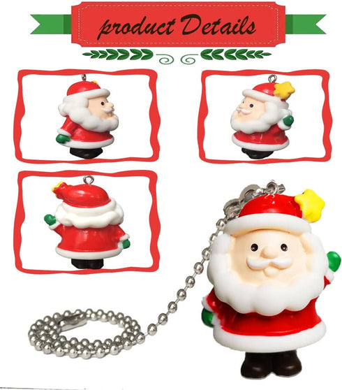 12 inch Ceiling Fan Pull Chain with Father Christmas Charm Pendant, Fan Danglers Chain Extender for Light Decoration