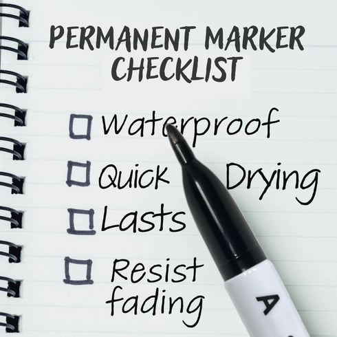 A-Trend Deals 10 Pack Black Permanent Felt Waterproof Markers, Fine Point, Fade Resistant, Writes on Plastic, Metal