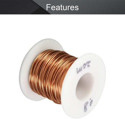 Fielect 0.8mm Inner Dia Enameled Copper Magnet Wire, 65.6Ft Length, QA-1-155 2UEW Model for Motors